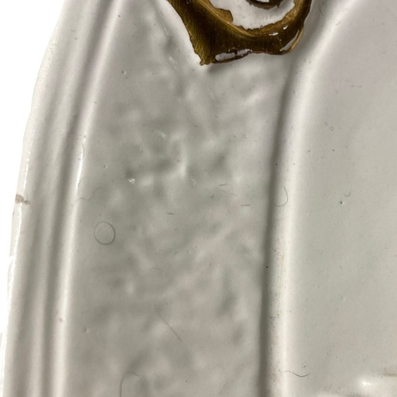 Holland Mold Bread Platter White Gold Lettering Ceramic Wheat Pattern Made 1967 - Picture 6 of 7